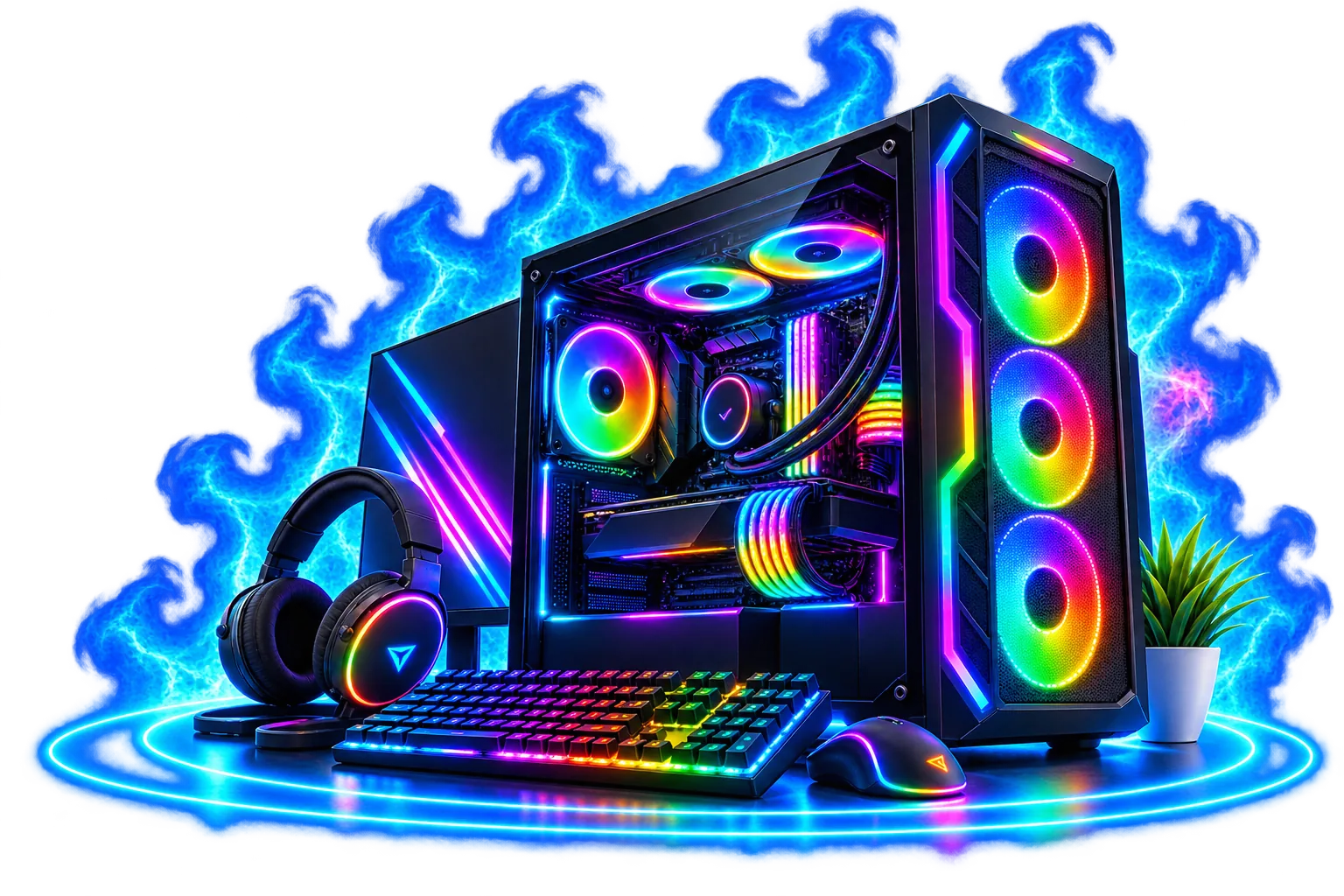 Premium RGB gaming PC tower setup